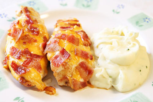 Bacon And Cheese Chicken
Chicken breasts in teriyaki sauce, ranch dressing, cheddar cheese and topped with bacon.
(submitted by randomsparkles via kevinandamanda)